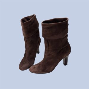 Women's Nine West Pegeen Pull On Ankle Boots Booties Shoes Size 8M Brown Suede
